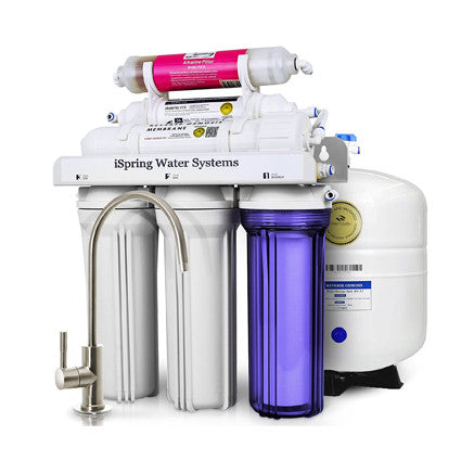 iSpring RCC7AK 6-Stage Under-Sink Reverse Osmosis Drinking Water Filtration System with Alkaline Remineralization Filter